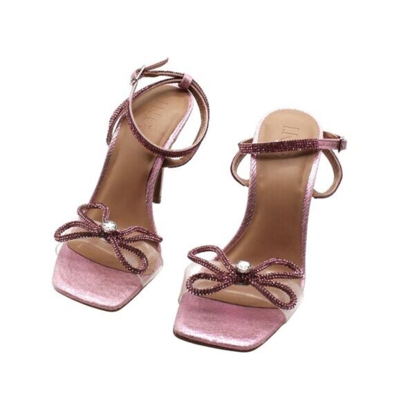 Inc Womens Pink Adjustable Bow Accent Embellished Lively Square Toe Sandals - Picture 2 of 7